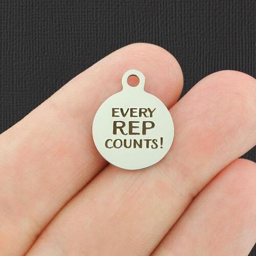 Every Rep Counts Stainless Steel Small Round Charms - BFS002-4924