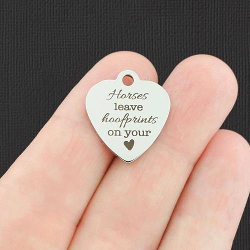 Horses Stainless Steel Charms - leave hoofprints on your heart - BFS011-4981