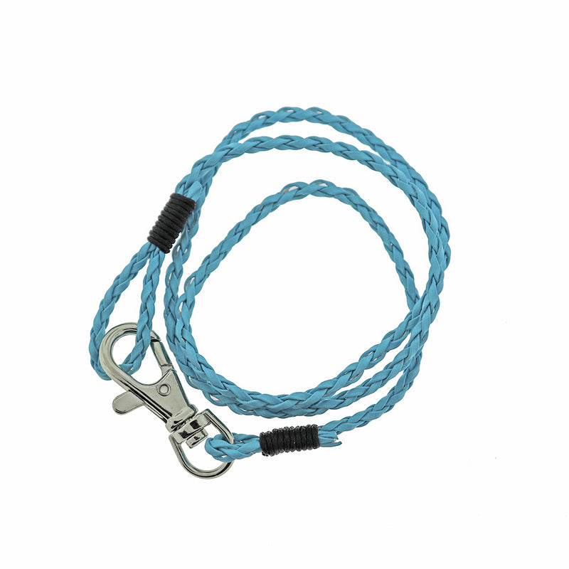 Blue Imitation Leather Wrap Bracelet 23" - 3mm - 1 Bracelet - N659
