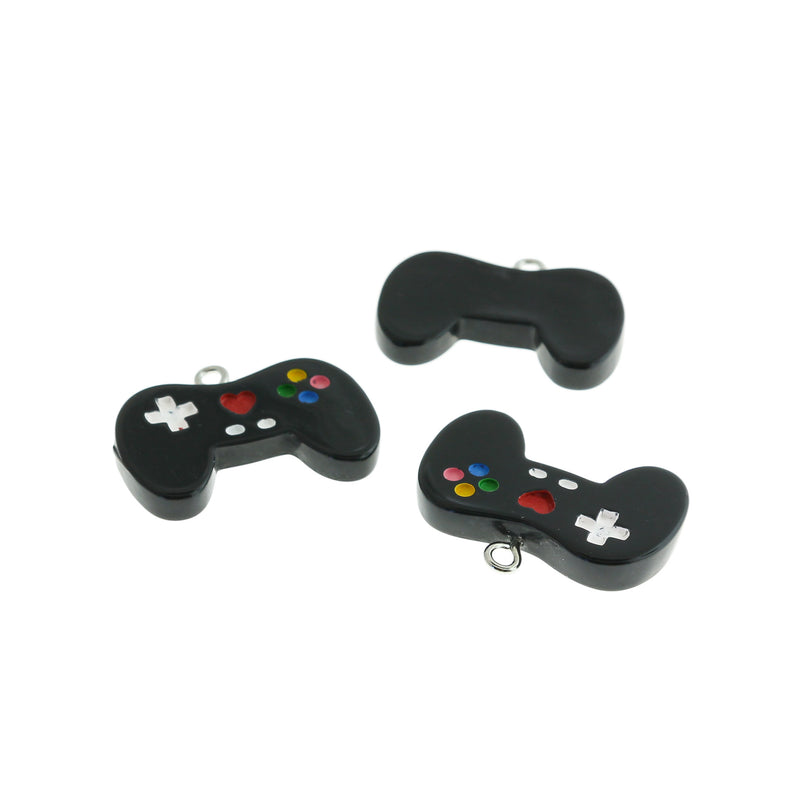 4 Black Game Controller Resin Charms - K530