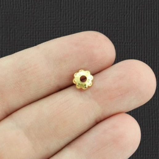 Gold Stainless Steel Bead Caps - 7mm x 7mm - 20 Pieces - GC659