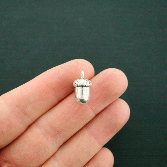 5 Acorn Antique Silver Tone Charms 3D - SC6579