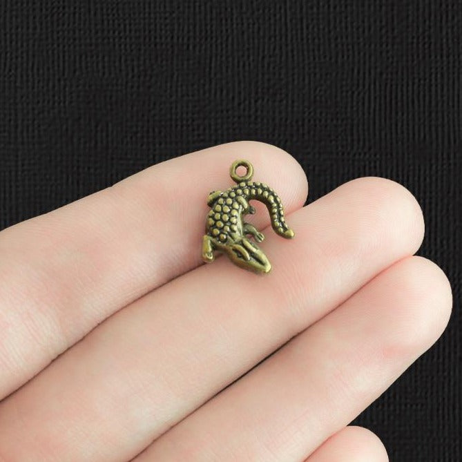 5 Alligator Antique Bronze Tone Charms - BC314