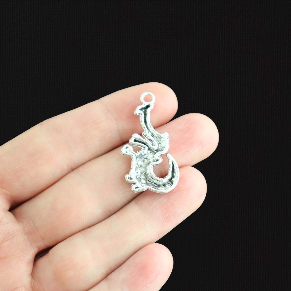 5 Alligator Antique Silver Tone Charms - SC3104