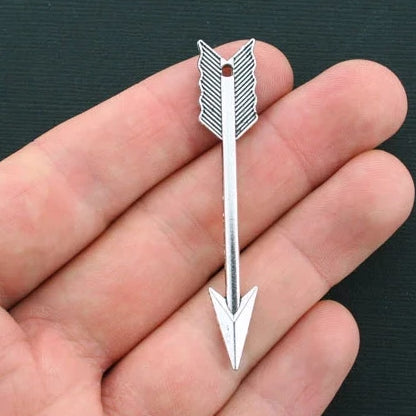 5 Arrow Antique Silver Tone Charms 2 Sided - SC877
