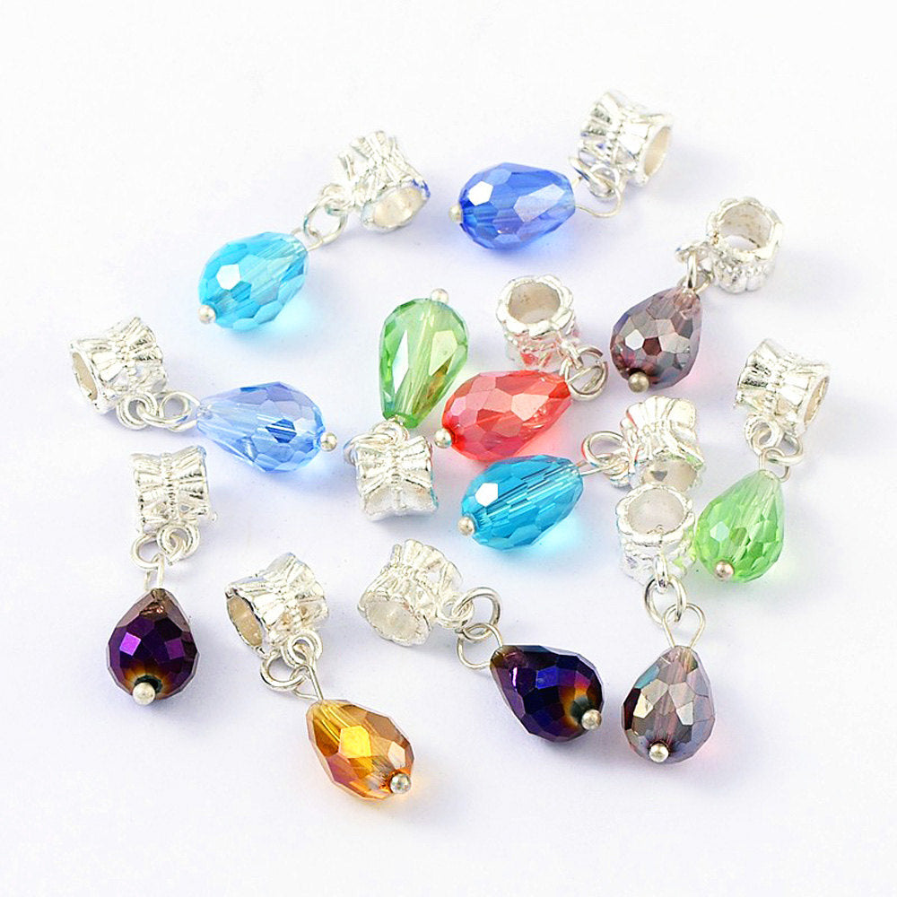 5 Assorted Drop Bead Silver Tone Charms – Z104