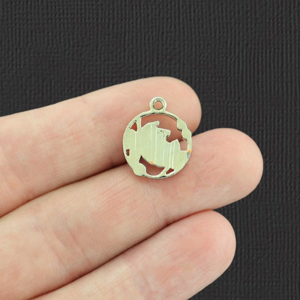 5 Autumn Leaf Gold Tone Enamel Charms With Inset Rhinestones - E952