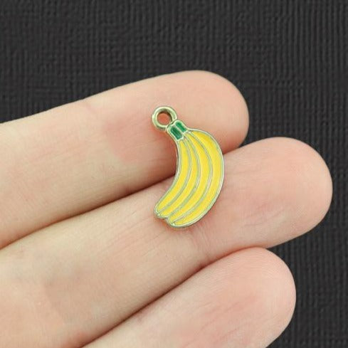 5 Banana Gold Tone Enamel Charms - E960