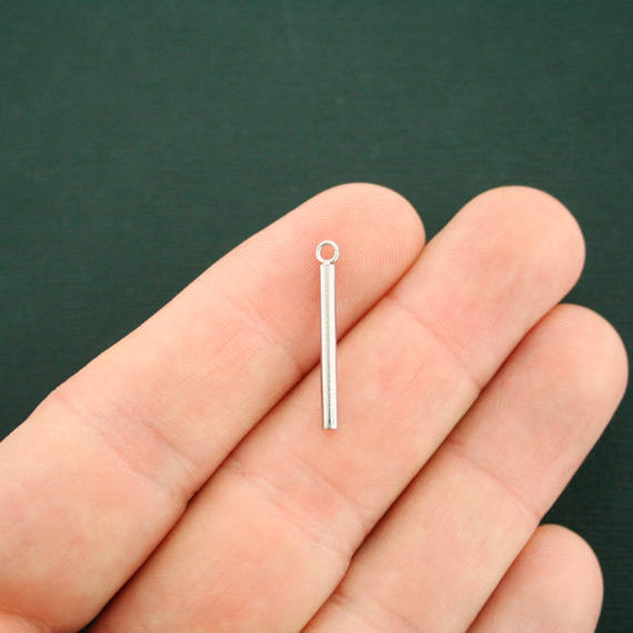 5 breloques en acier inoxydable ton argent goutte 23 mm x 3 mm - FD515