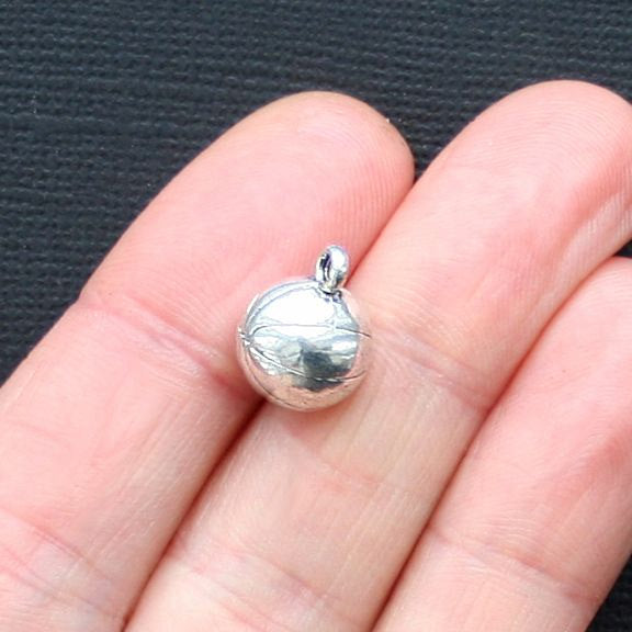 5 Basketball Antique Silver Tone Charms 3D - SC3092