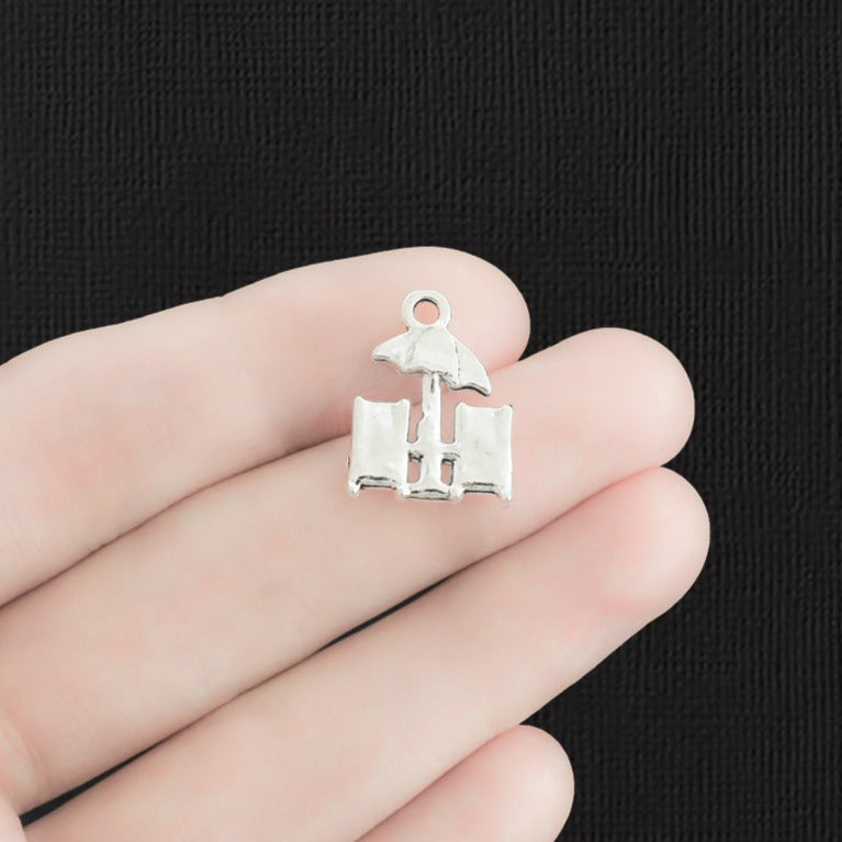 5 Beach Chairs Antique Silver Tone Charms - SC053