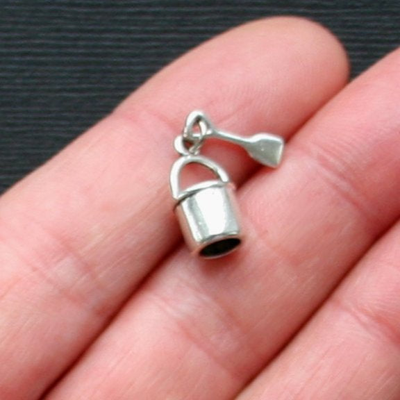 5 Beach Pail Antique Silver Tone Charms 3D - SC1927