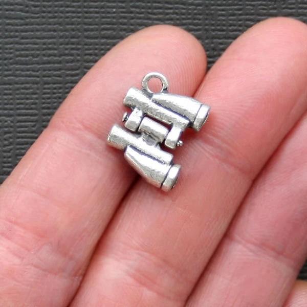 5 Binocular Antique Silver Tone Charms 3D - SC717