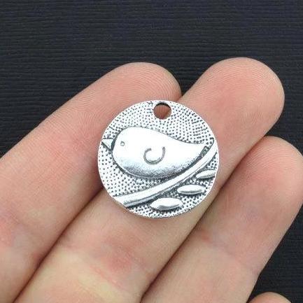 5 Bird Antique Silver Tone Charms - SC3207