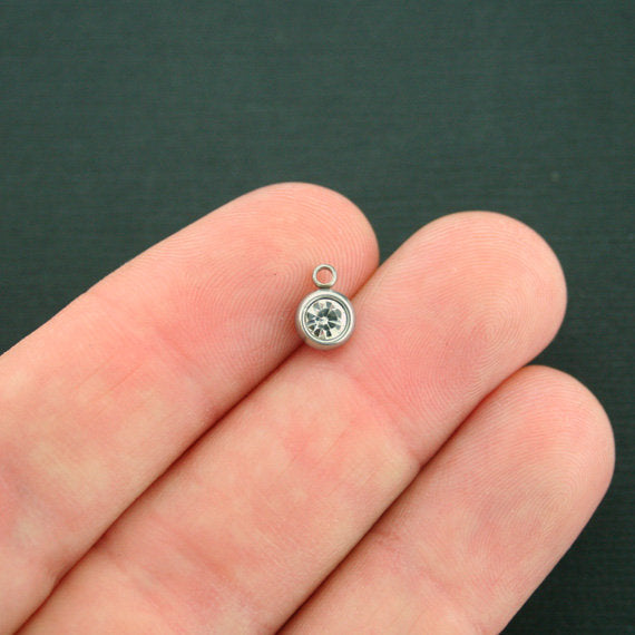 Breloques en acier inoxydable avec pierre de naissance du 5 avril - DBD624