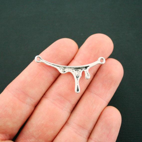 5 Blood Drip Connector Antique Silver Tone Charms - SC6200