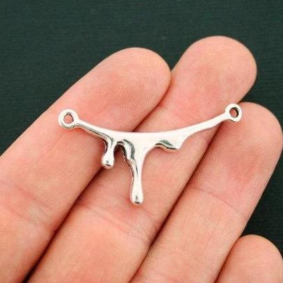 5 Blood Drip Connector Antique Silver Tone Charms - SC6200