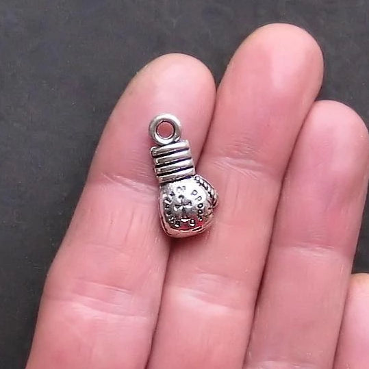 5 Boxing Glove Antique Silver Tone Charms 3D - SC928
