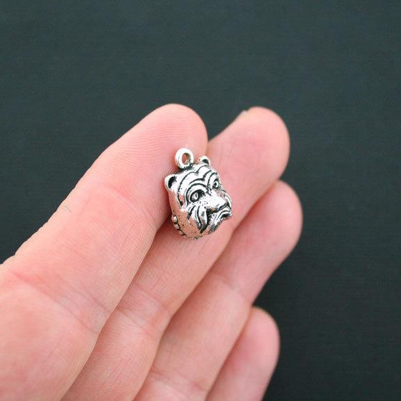 5 Bulldog Antique Silver Tone Charms - SC3572