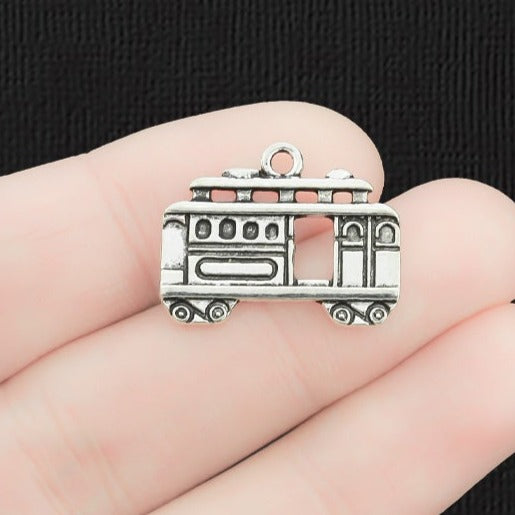 5 Bus Antique Silver Tone Charms - SC060