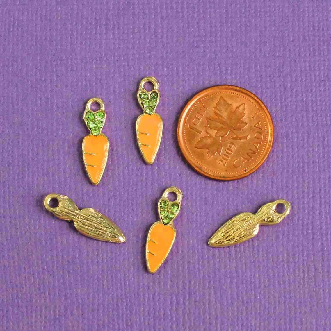5 Carrot Gold Tone Enamel Charms - E296