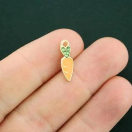5 Carrot Gold Tone Enamel Charms - E296