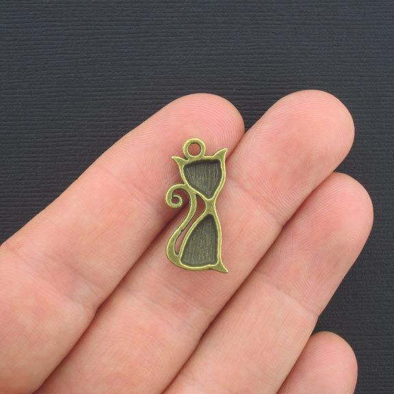 5 Cat Antique Bronze Tone Charms - BC316