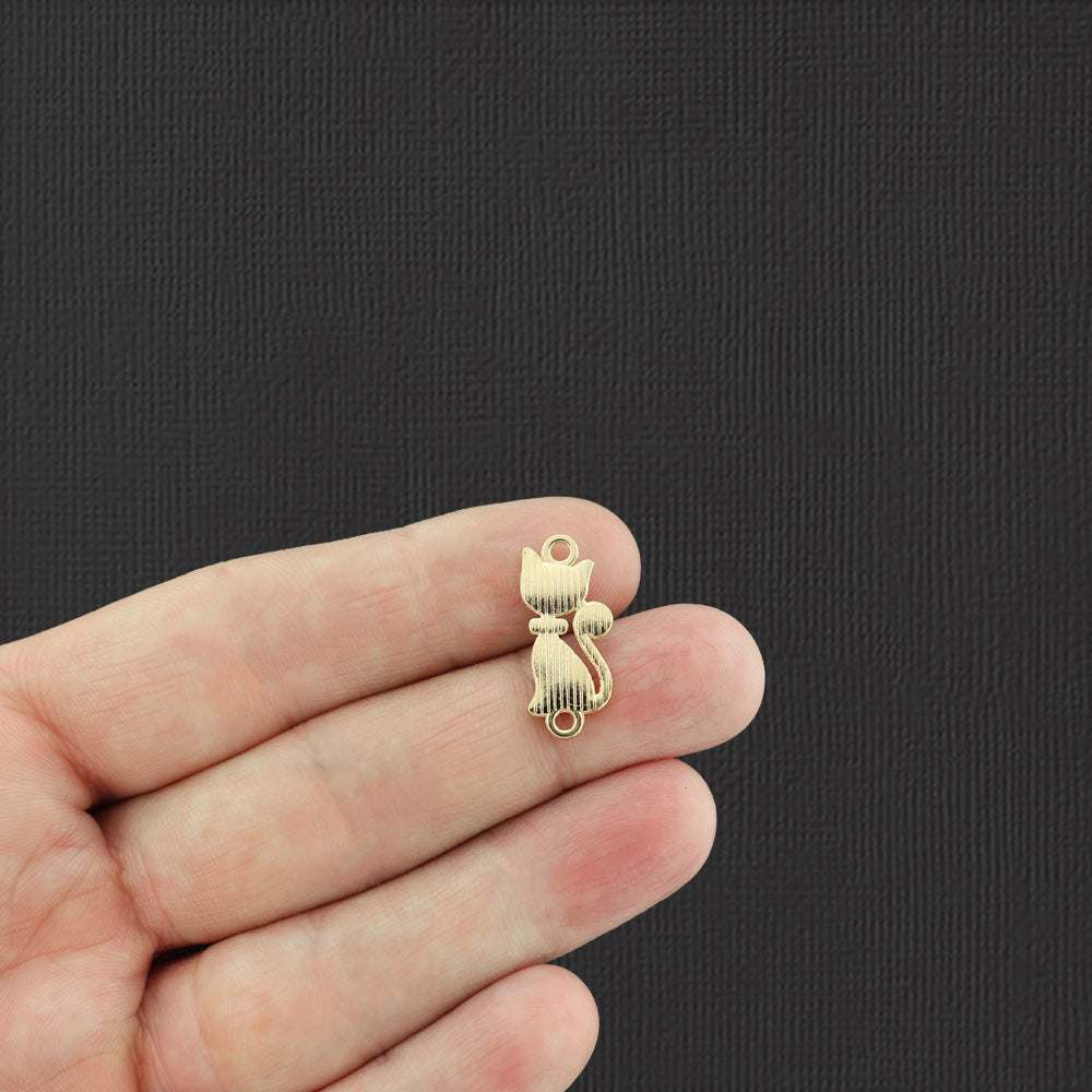 5 Cat Connector Gold Tone Enamel Charms - E965