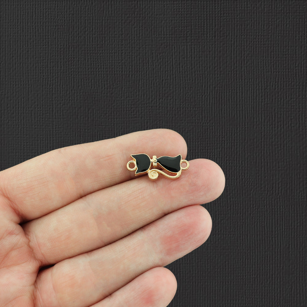 5 Cat Connector Gold Tone Enamel Charms - E965