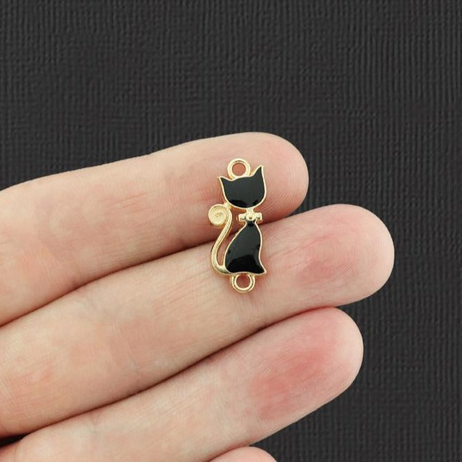 5 Cat Connector Gold Tone Enamel Charms - E965