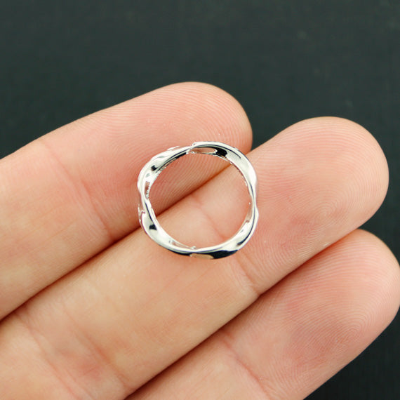 5 Circle Connector Silver Tone Charms 2 Sided 17mm - SC7876