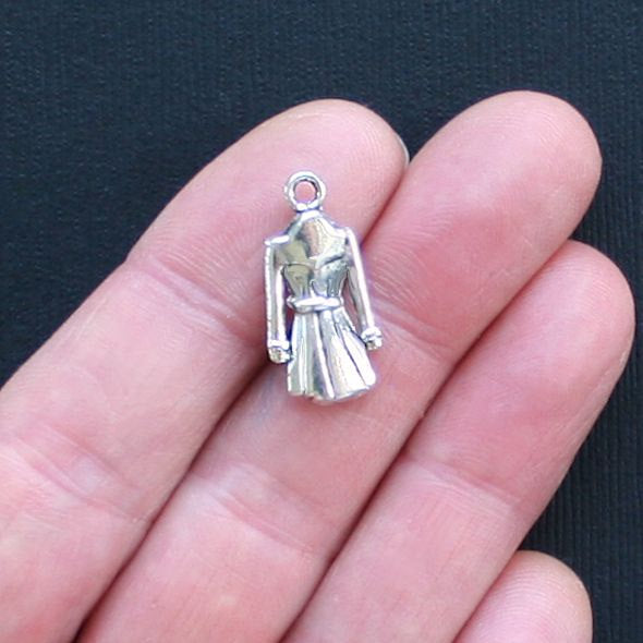 5 Coat Antique Silver Tone Charms 2 Sided - SC1446