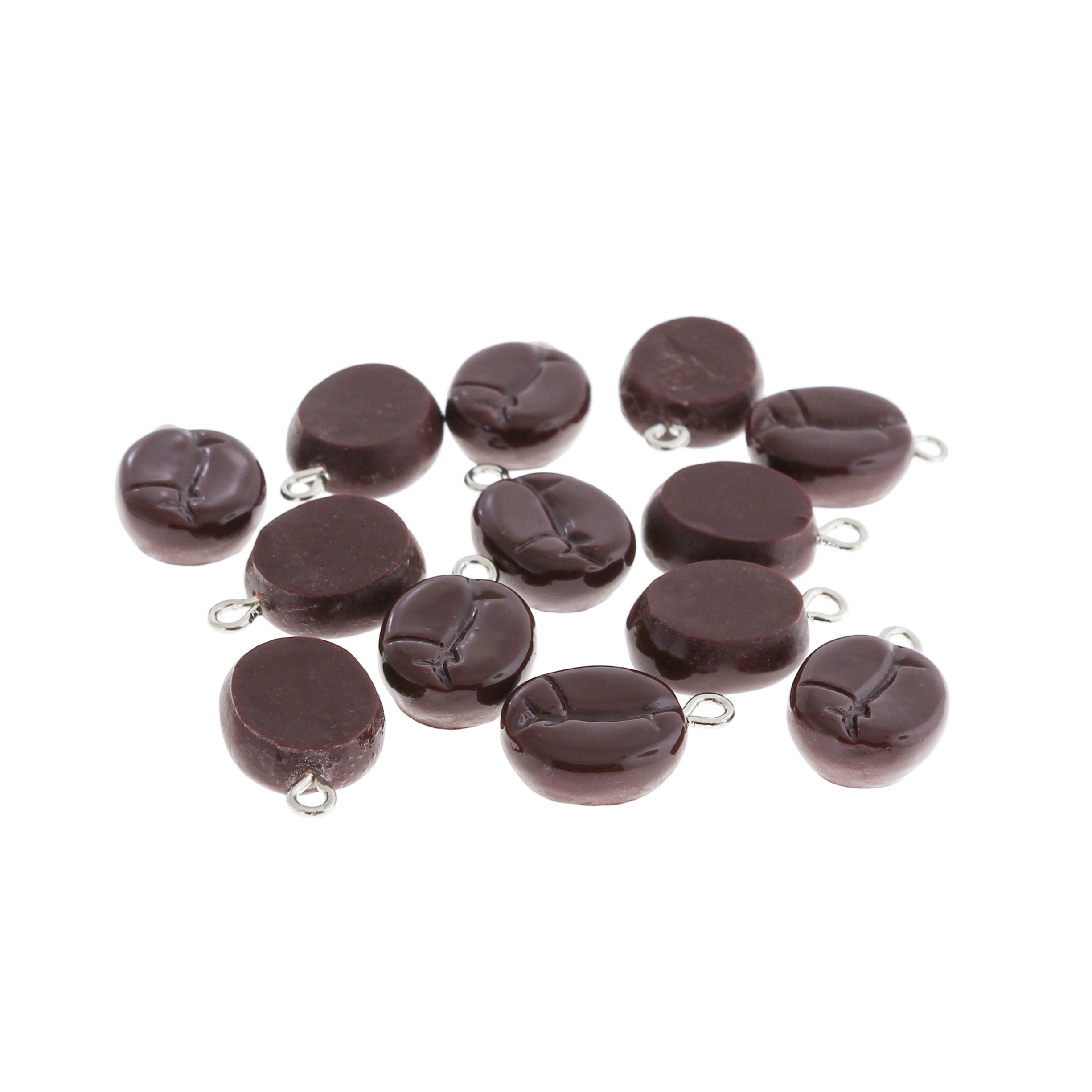 5 Coffee Bean Resin Charms 3D - K319
