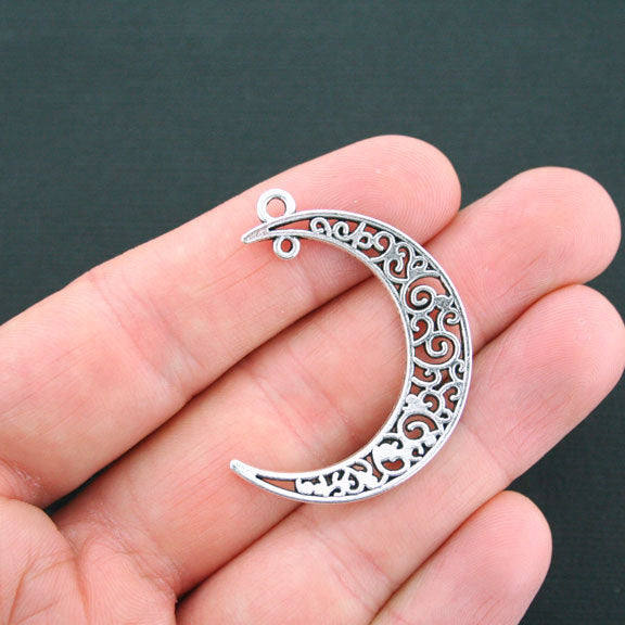 5 Crescent Moon Antique Silver Tone Charms - SC4684