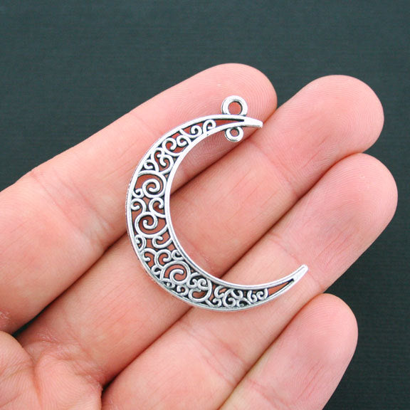 5 breloques de ton argent antique croissant de lune - SC4684