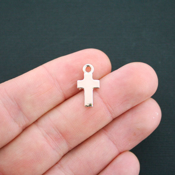 5 breloques en émail ton argent croix - E057