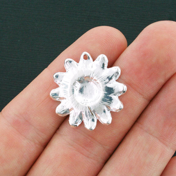 5 Daisy Silver Tone Charms - SC3873