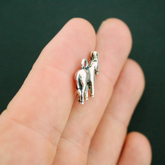 5 breloques de ton argent antique âne 2 faces - SC4781