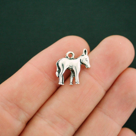 5 breloques de ton argent antique âne 2 faces - SC4781