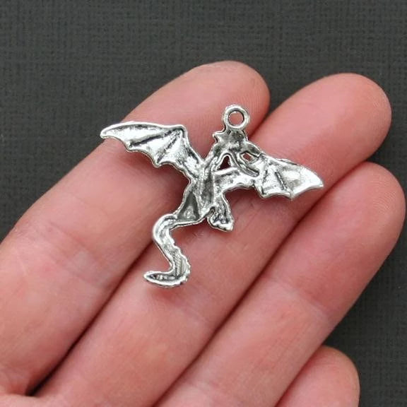 5 breloques argentées antiques Dragon - SC1750