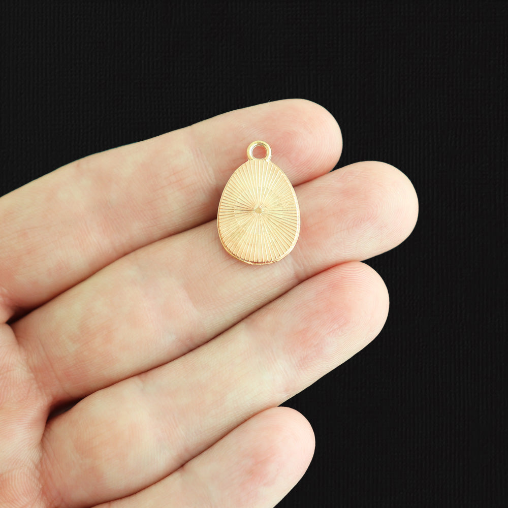 5 Easter Egg Gold Tone Enamel Charms - E512