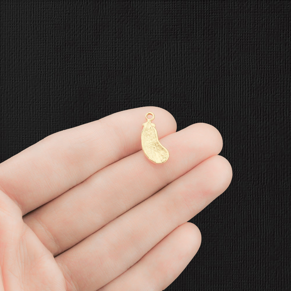 5 Eggplant Gold Tone Enamel Charms - E1240