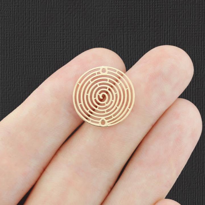5 Filigrane Maze Connector Gold Tone Charms 2 Faces - GC1421