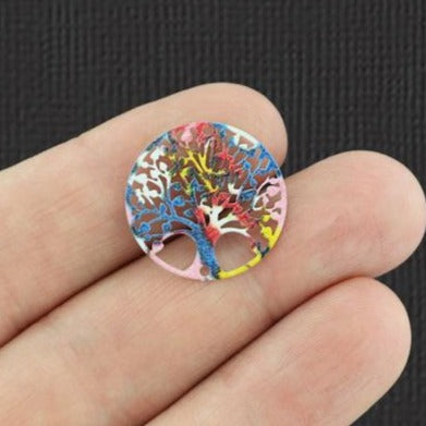 5 Filigree Tree of Life Connector Enamel Charms - E925