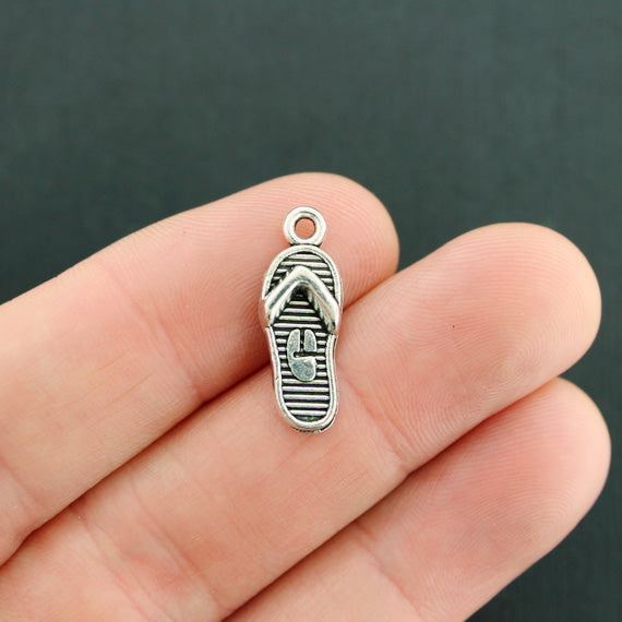 5 breloques ton argent antique Flip Flop - SC7946