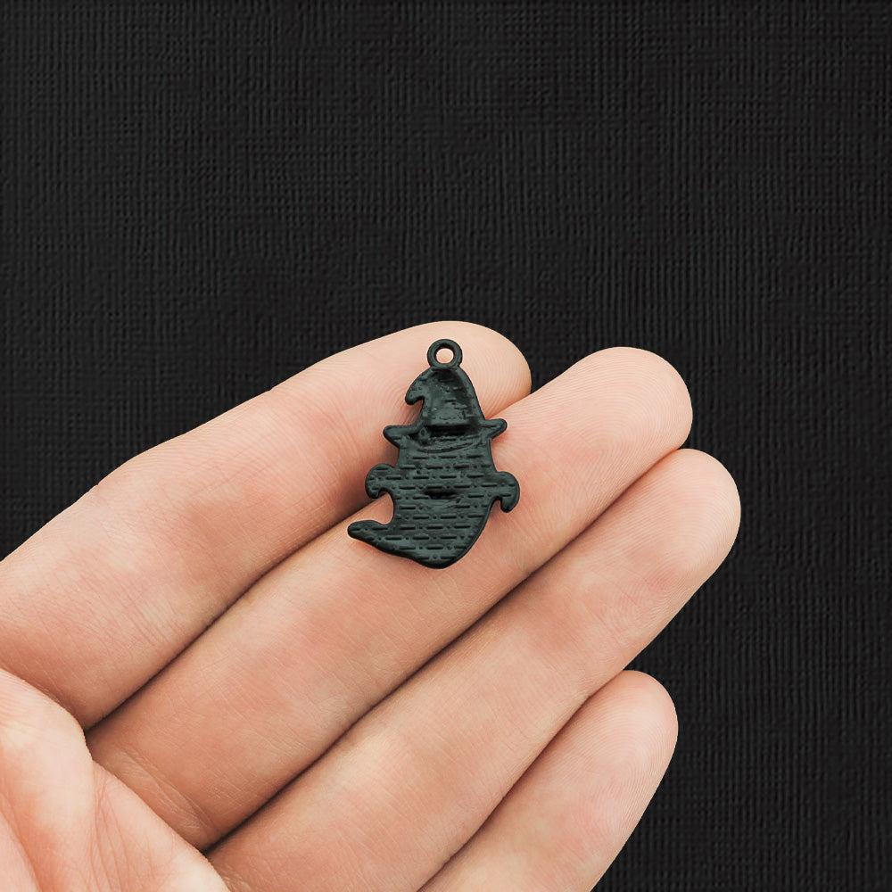 5 breloques en émail noir fantôme - E1141