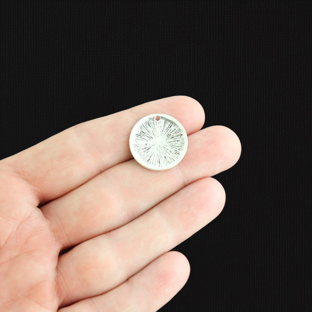 5 Globe Antique Silver Tone Charms - SC3420