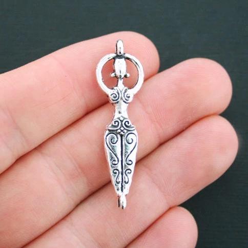 5 Goddess Connector Antique Silver Tone Charms 2 Sided - SC4211