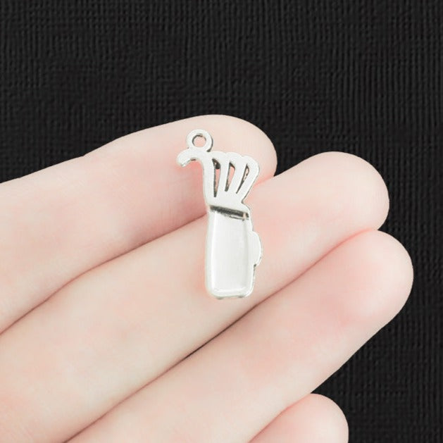 5 Golf Bag Antique Silver Tone Charms - SC3515