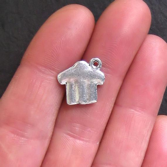 5 Hawaiian Shirt Antique Silver Tone Charms - SC254